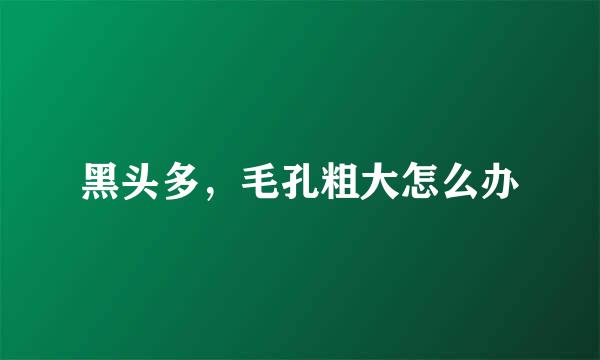 黑头多，毛孔粗大怎么办