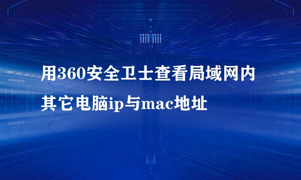 用360安全卫士查看局域网内其它电脑ip与mac地址