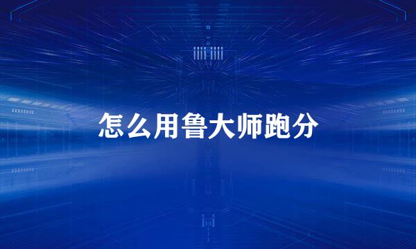 怎么用鲁大师跑分