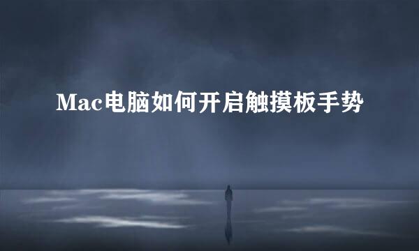 Mac电脑如何开启触摸板手势