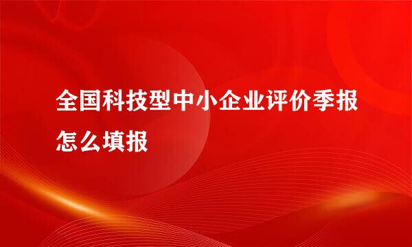 全国科技型中小企业评价季报怎么填报