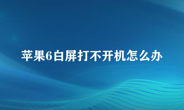 苹果6白屏打不开机怎么办
