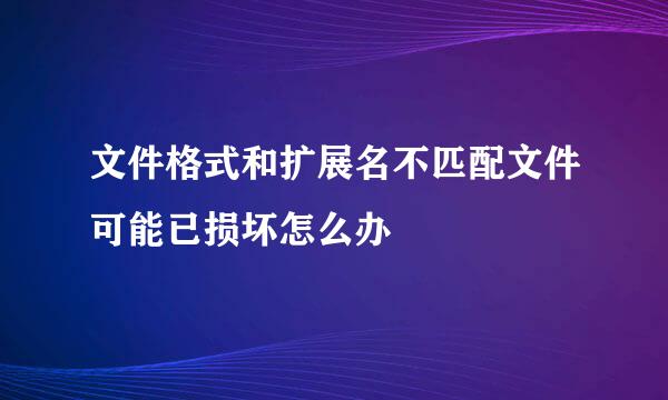 文件格式和扩展名不匹配文件可能已损坏怎么办