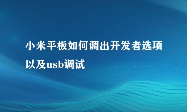 小米平板如何调出开发者选项以及usb调试