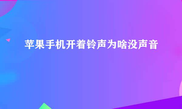 苹果手机开着铃声为啥没声音