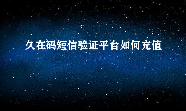久在码短信验证平台如何充值