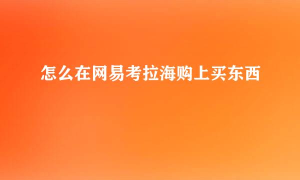 怎么在网易考拉海购上买东西