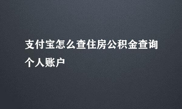 支付宝怎么查住房公积金查询个人账户