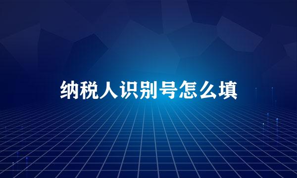 纳税人识别号怎么填