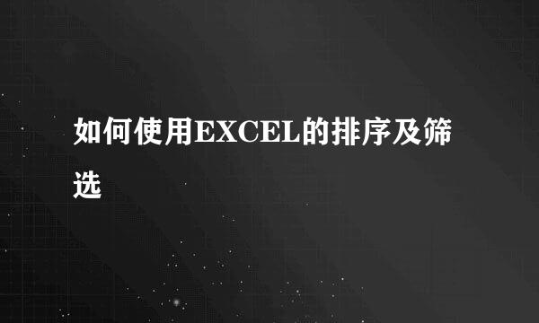 如何使用EXCEL的排序及筛选