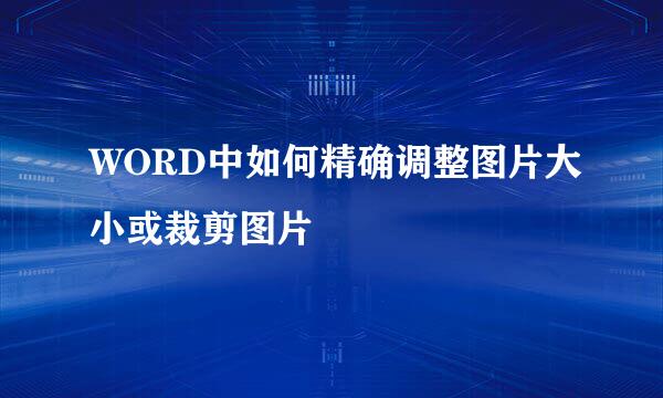 WORD中如何精确调整图片大小或裁剪图片