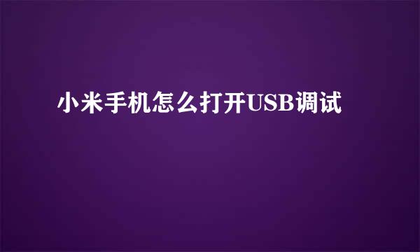 小米手机怎么打开USB调试