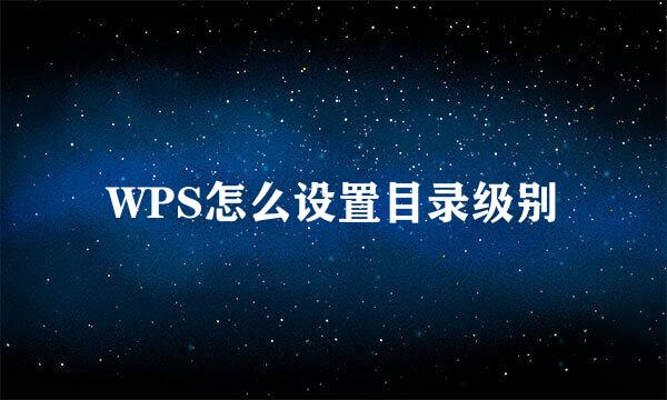 WPS怎么设置目录级别
