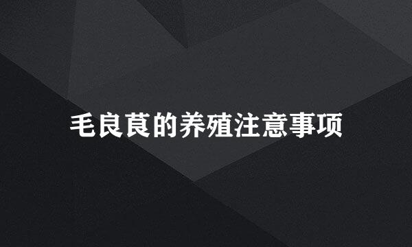 毛良茛的养殖注意事项