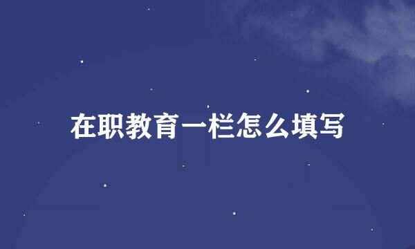 在职教育一栏怎么填写