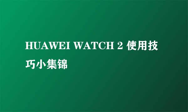 HUAWEI WATCH 2 使用技巧小集锦