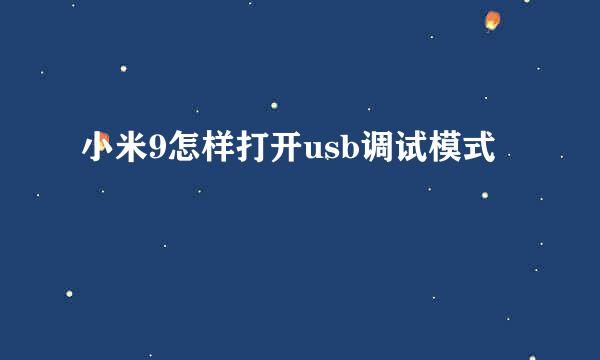 小米9怎样打开usb调试模式