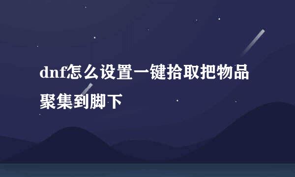 dnf怎么设置一键拾取把物品聚集到脚下