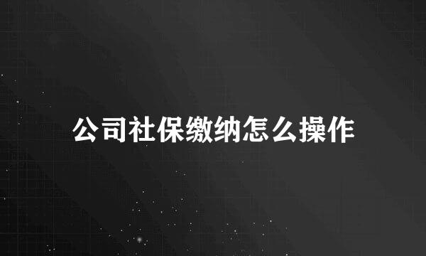 公司社保缴纳怎么操作