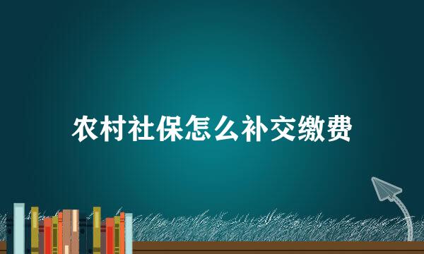 农村社保怎么补交缴费