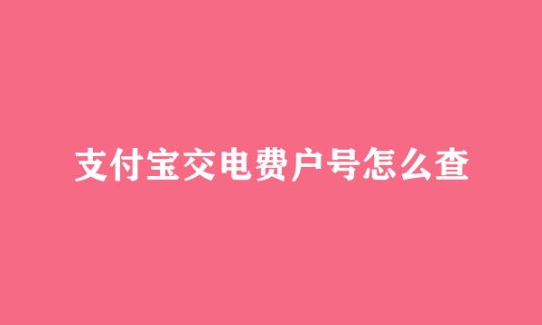 支付宝交电费户号怎么查
