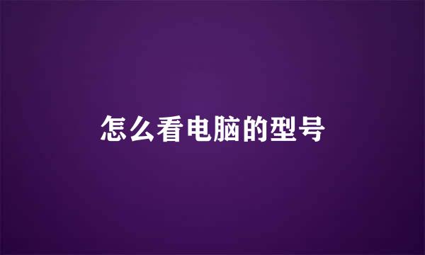 怎么看电脑的型号