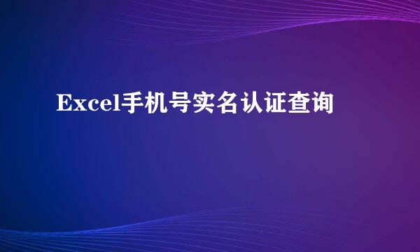 Excel手机号实名认证查询