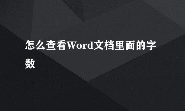 怎么查看Word文档里面的字数