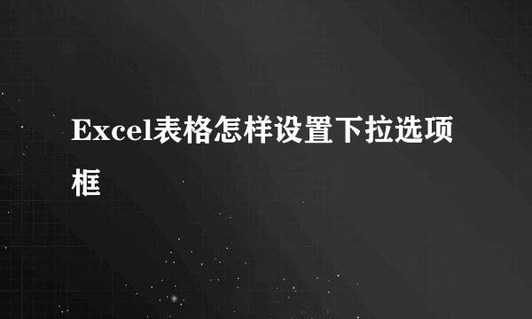 Excel表格怎样设置下拉选项框