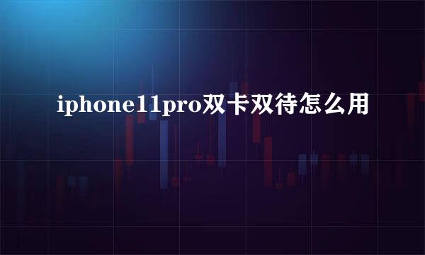 iphone11pro双卡双待怎么用