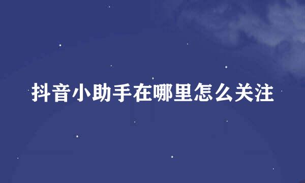 抖音小助手在哪里怎么关注