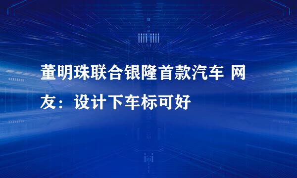 董明珠联合银隆首款汽车 网友：设计下车标可好