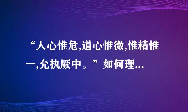 “人心惟危,道心惟微,惟精惟一,允执厥中。”如何理解这句话