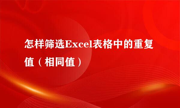 怎样筛选Excel表格中的重复值（相同值）