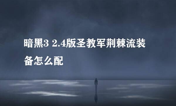 暗黑3 2.4版圣教军荆棘流装备怎么配