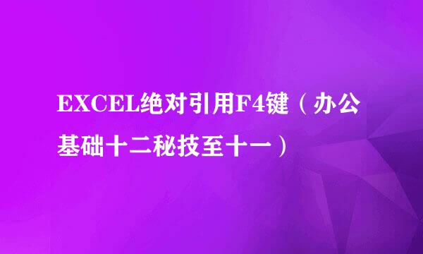 EXCEL绝对引用F4键（办公基础十二秘技至十一）