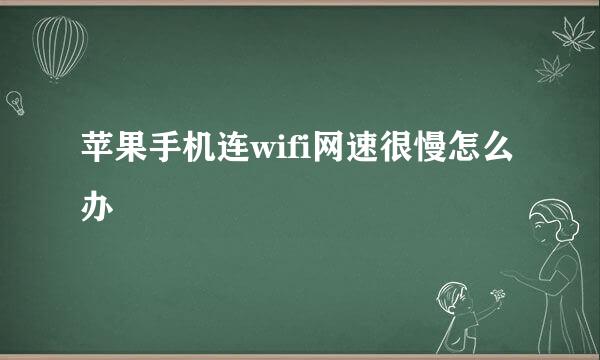 苹果手机连wifi网速很慢怎么办