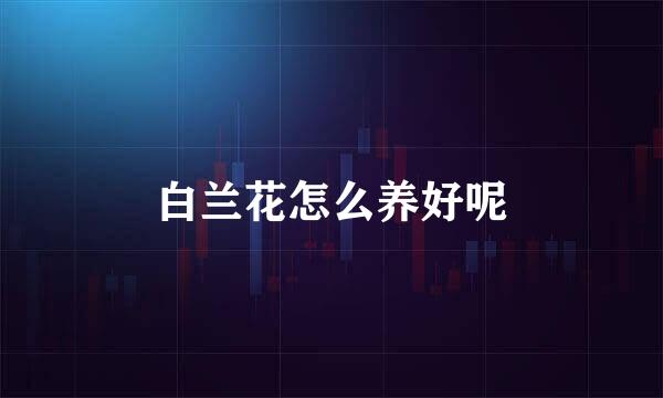 白兰花怎么养好呢