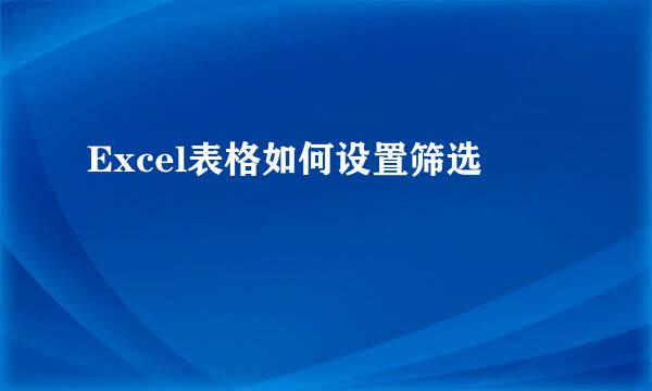 Excel表格如何设置筛选
