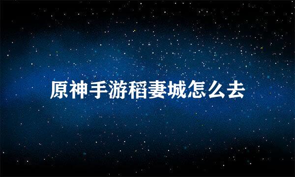 原神手游稻妻城怎么去