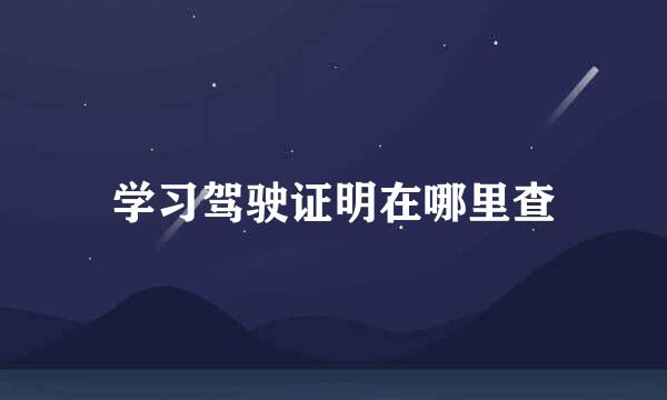 学习驾驶证明在哪里查
