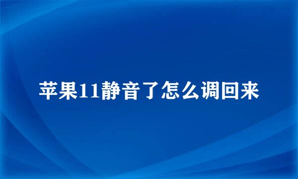苹果11静音了怎么调回来