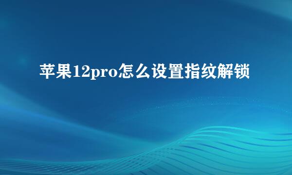 苹果12pro怎么设置指纹解锁