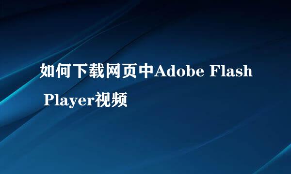 如何下载网页中Adobe Flash Player视频