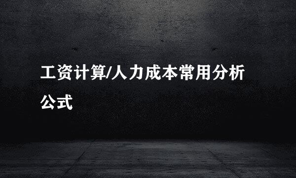 工资计算/人力成本常用分析公式