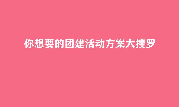 你想要的团建活动方案大搜罗