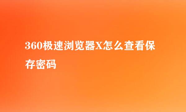 360极速浏览器X怎么查看保存密码