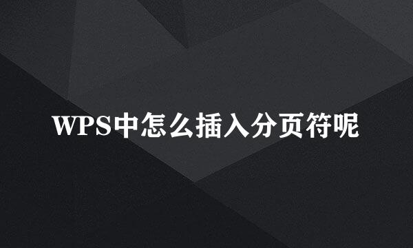 WPS中怎么插入分页符呢