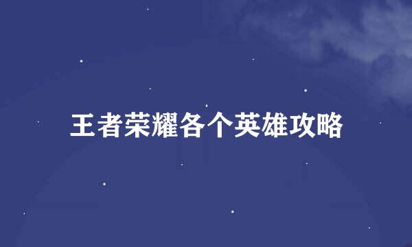 王者荣耀各个英雄攻略