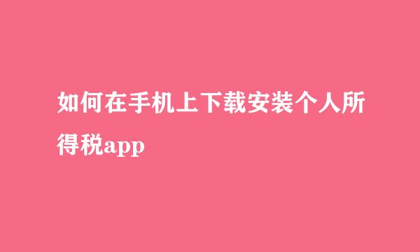 如何在手机上下载安装个人所得税app